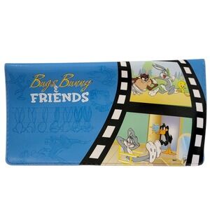 VTG Y2K Bugs Bunny Checkbook Cover 2000 Blue Looney Tunes Warner Bros Vinyl